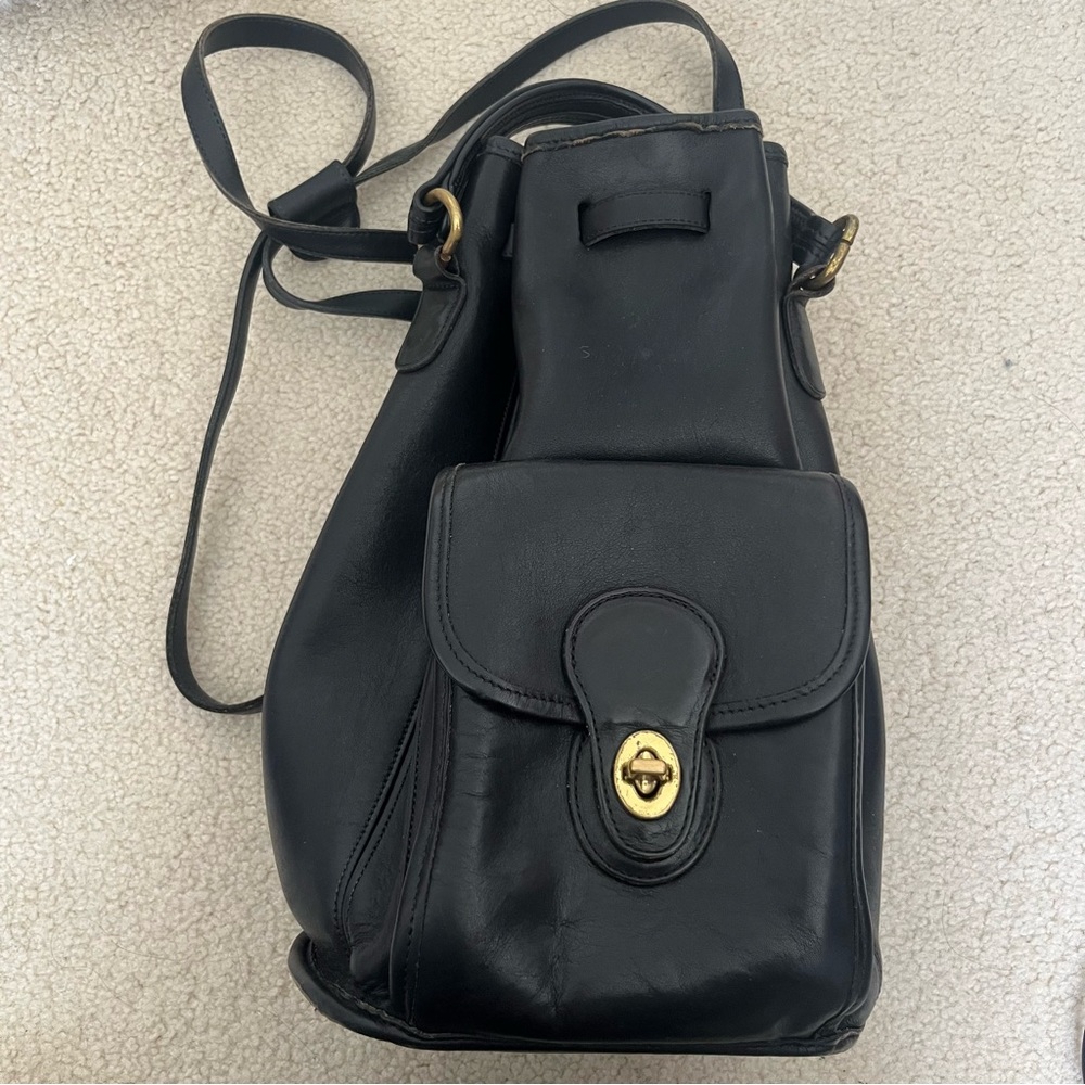Vintage Coach Sling Daypack Backpack Bucket Bag Black  9992